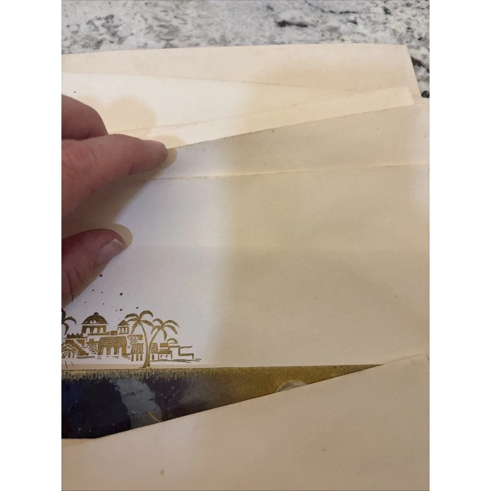 7 Vintage Hallmark Christmas Card Mother & Child Parchment Unused readers digest